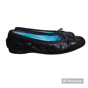 Thierry Rabotin Womens Gem Ballet Flats Black Sahara Embossed Suede US Sz 8